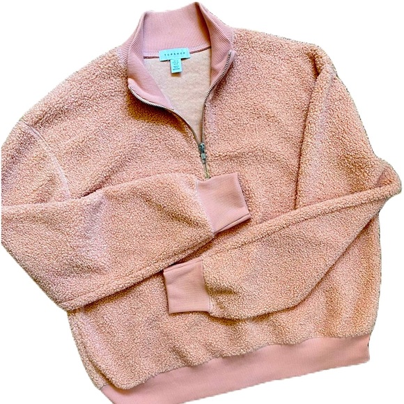 NEW~ Topshop Peach Teddy Sherpa Sweater/Sweatshirt  NWOT  ~  size 8 - Picture 6 of 16